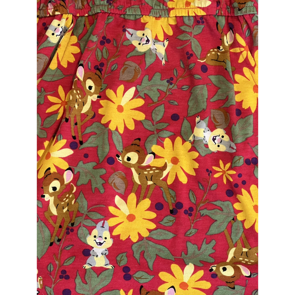 Disney Bambi Thumper Floral Red Dress Girls Character Print Size 8 - Picture 3 of 5